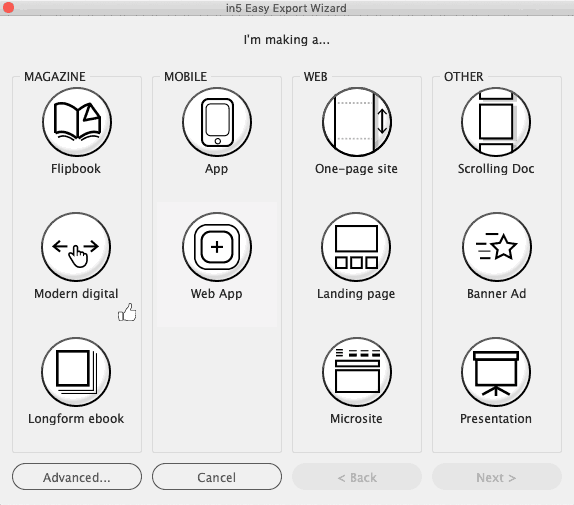 the Easy Export options